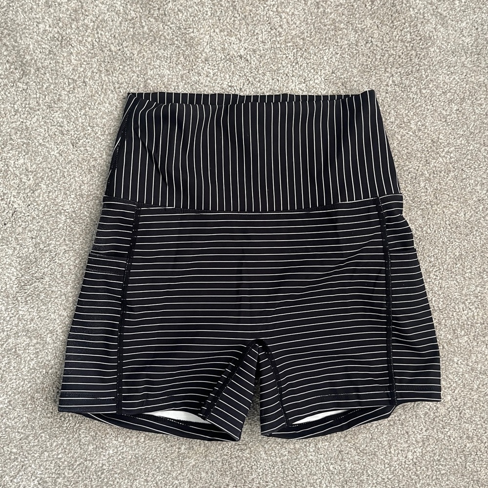 Black Striped Women's Shorts